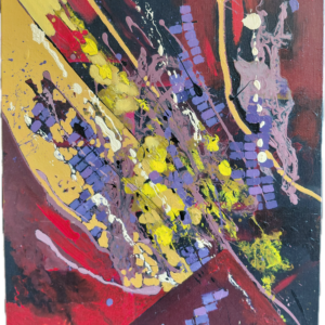 Abstraction libre explosion jaune et rouge sombre