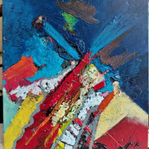 Abstraction acrylique rouge bleue 1