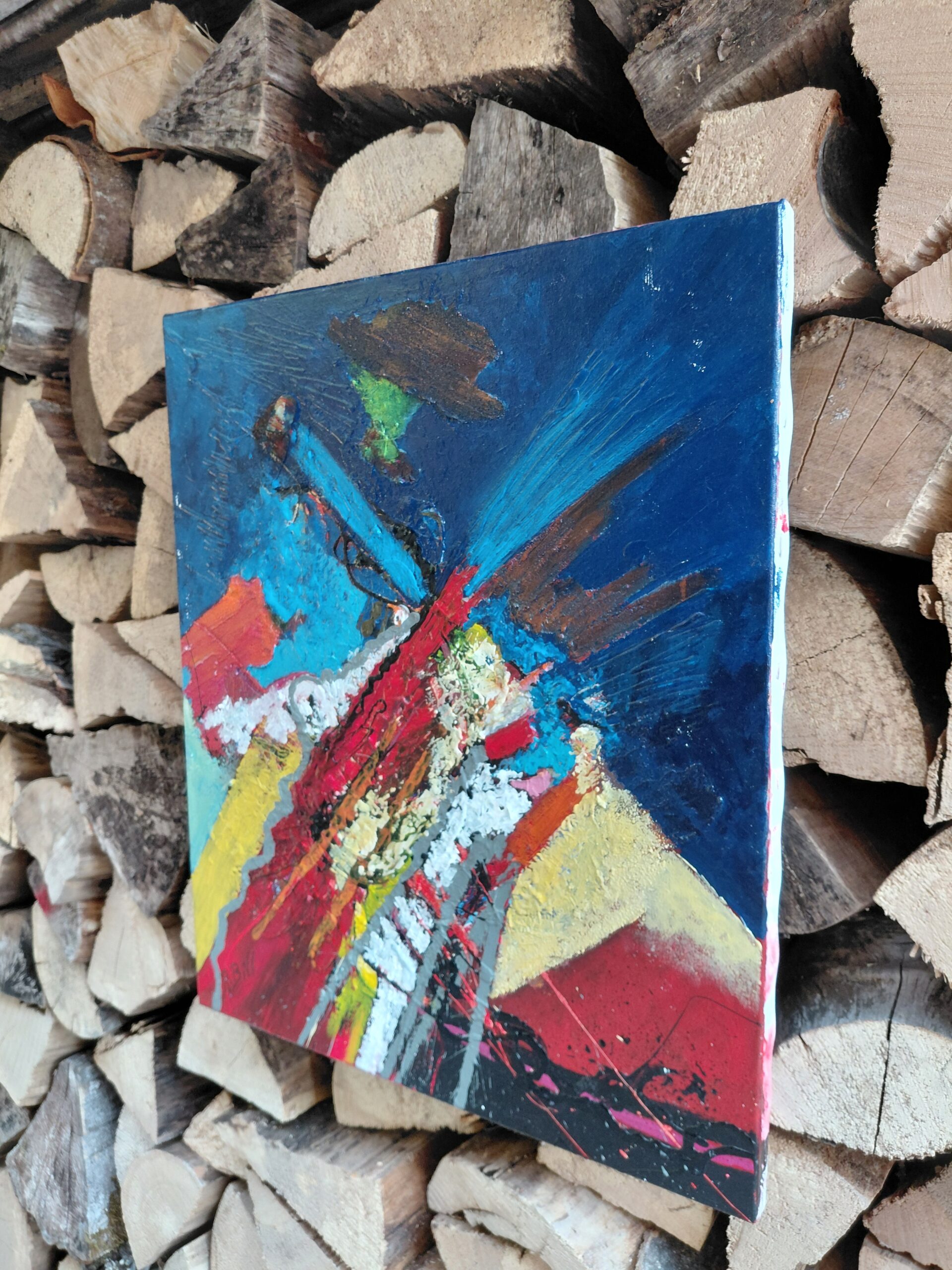 Abstraction acrylique rouge bleue 1 – Image 2