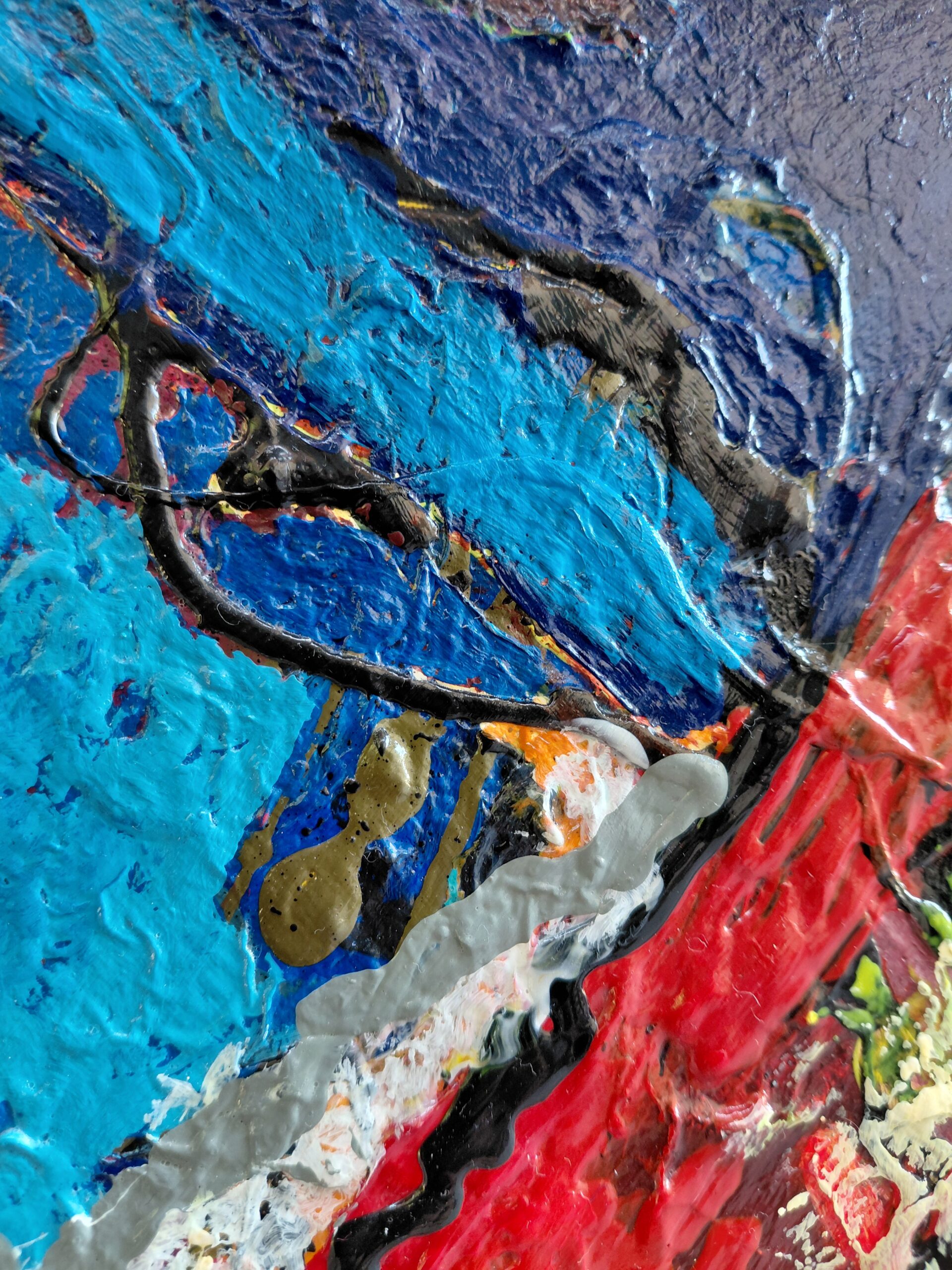 Abstraction acrylique rouge bleue 1 – Image 3