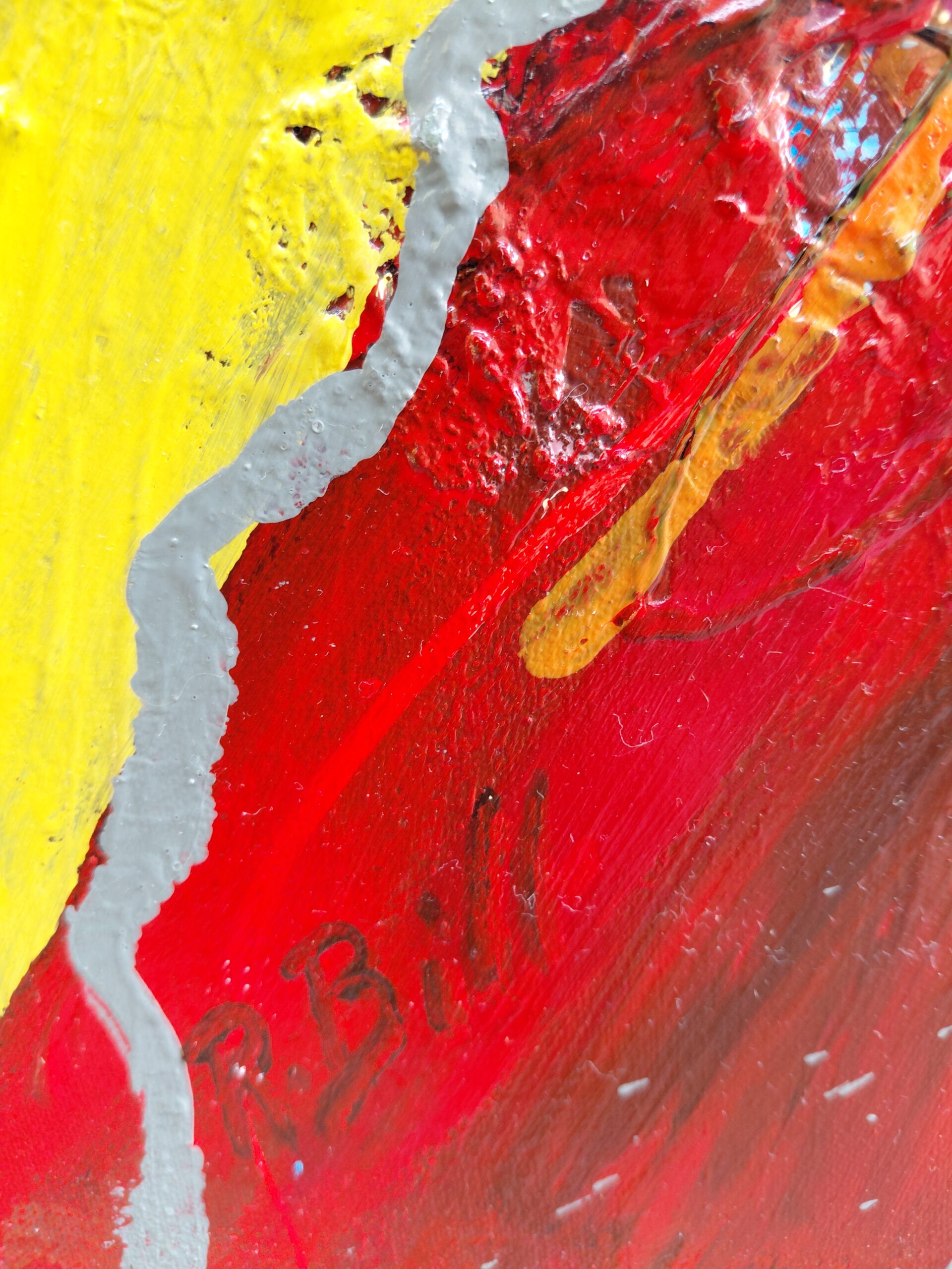 Abstraction acrylique rouge bleue 1 – Image 5